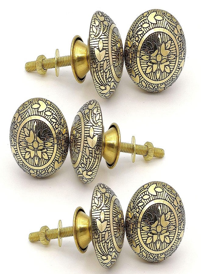 BnoSpace Brass Door Knobs/Drawer Pulls Dresser Door Knobs/Pull and Push Handle Knobs for Cabinets, Wardrobes & Kitchen Cupboards/Handmade Classic Hardware Decor, 38 mm (Set of 6) - Image 1